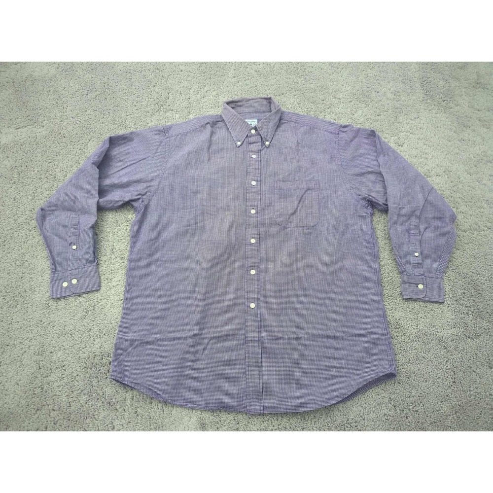 Vintage Brooks Brothers Button Up Shirt Mens Large Purple Made in Hong Kong‎